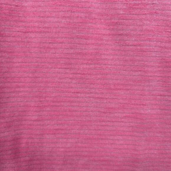 Lululemon Pink Micro Stripe Tee Shirt Round Hem Shoulder Pleat Womens Size 4 - Picture 11 of 12